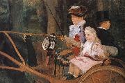 The woman and the child are driving the carriage Mary Cassatt